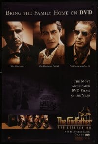7g077 GODFATHER DVD COLLECTION 27x40 video poster 2001 close-up images of Brando & Al Pacino!