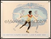 7g165 1980 WINTER OLYMPICS 19x25 special poster 1980 Lake Placid, art of ice skater by Wheeler!