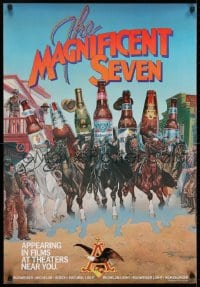 7g061 ANHEUSER-BUSCH 24x35 advertising poster 1980s cowboy western art, The Magnificent Seven!
