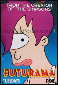 7g042 FUTURAMA tv poster 1999 Matt Groening, cool close-up portrait of one-eyed Leela!