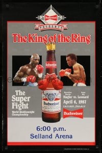 7g066 LEONARD VS. HAGLER 20x30 advertising poster 1987 King of the Ring, Marvin vs. Sugar Ray!