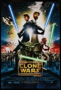 7g057 STAR WARS: THE CLONE WARS mini poster 2008 art of Anakin Skywalker, Yoda, & Obi-Wan Kenobi!