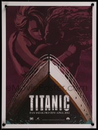 7g058 TITANIC mini poster R2012 Leonardo DiCaprio & Winslet, Cameron, collide with destiny!