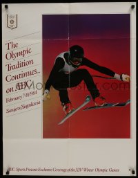 7g048 XIV OLYMPIC WINTER GAMES tv poster 1984 Sarajevo, Yugoslavia, great skiing image!