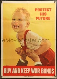 7g002 BUY & KEEP WAR BONDS 20x28 WWII war poster 1944 art of a smiling child by Ruth Nichols!