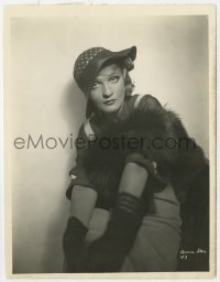7h087 ANNA STEN 8x10 key book still 1940s great seated studio portrait wearing hat & fur!
