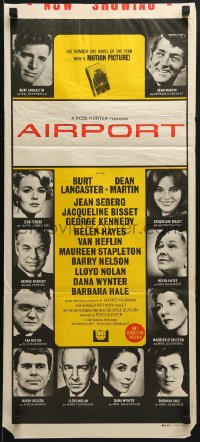 7j033 AIRPORT Aust daybill 1970 Burt Lancaster, Dean Martin, Jacqueline Bisset, Jean Seberg & more!