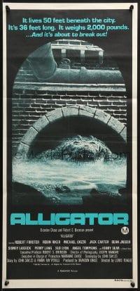 7j042 ALLIGATOR Aust daybill 1980 cool different artwork of twisted 2000 pound 'gator in sewer!