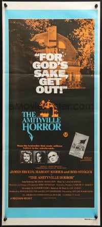 7j051 AMITYVILLE HORROR Aust daybill 1979 AIP, great image of haunted house, for God's sake get out