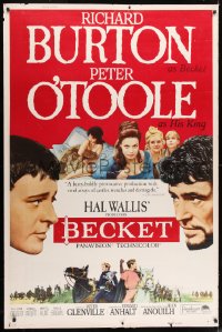 7k235 BECKET style B 40x60 1964 Richard Burton in the title role, Peter O'Toole, John Gielgud!