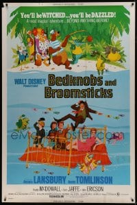 7k236 BEDKNOBS & BROOMSTICKS 40x60 1971 Walt Disney, Angela Lansbury, great cartoon art!