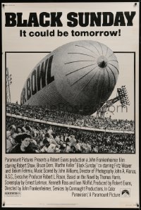 7k241 BLACK SUNDAY 40x60 1977 Goodyear Blimp zeppelin disaster at the Super Bowl!