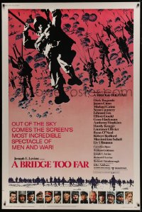 7k247 BRIDGE TOO FAR style B 40x60 1977 Michael Caine, Connery, cool art of hundreds of paratroopers