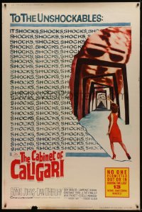 7k249 CABINET OF CALIGARI style Z 40x60 1962 written by Robert Bloch, it shocks the unshockables!