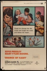 7k255 CHANGE OF HABIT 40x60 1969 Dr. Elvis Presley, pretty Mary Tyler Moore as nun!