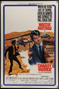 7k257 CHARLEY VARRICK 40x60 1973 Walter Matthau in Don Siegel crime classic!