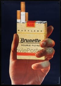 7k204 BRUNETTE 36x51 Swiss advertising poster 1962 great image of hand holding cigarette pack!