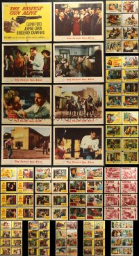 7m101 LOT OF 104 LOBBY CARDS 1940s-1960s complete sets from a variety of different movies!