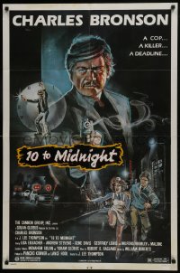 7p004 10 TO MIDNIGHT 1sh 1983 cool action art of detective Charles Bronson, forget what's legal!
