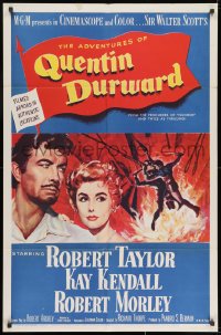 7p009 ADVENTURES OF QUENTIN DURWARD 1sh 1955 English hero Robert Taylor & pretty Kay Kendall!