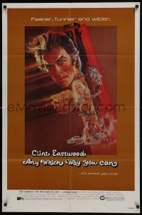 7p026 ANY WHICH WAY YOU CAN 1sh 1980 cool artwork of Clint Eastwood & Clyde by Bob Peak!