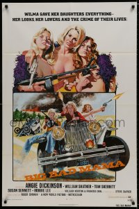 7p040 BIG BAD MAMA 1sh 1974 great John Solie art of sexy Angie Dickinson, female criminals w/guns!