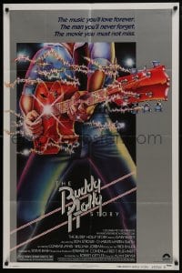 7p075 BUDDY HOLLY STORY style B 1sh 1978 Gary Busey, great art of electrified guitar, rock 'n' roll