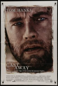 7p102 CAST AWAY style A DS 1sh 2000 Tom Hanks stranded on a desert island, Robert Zemeckis