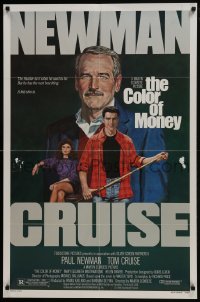 7p132 COLOR OF MONEY 1sh 1986 Robert Tanenbaum art of Paul Newman & Tom Cruise playing pool!
