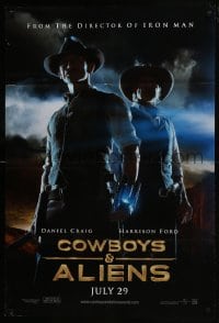 7p146 COWBOYS & ALIENS teaser DS 1sh 2011 July style, cool image of Daniel Craig & Harrison Ford!