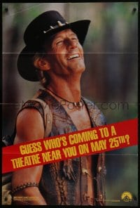 7p155 CROCODILE DUNDEE II teaser 1sh 1988 cool different image of Paul Hogan laughing!