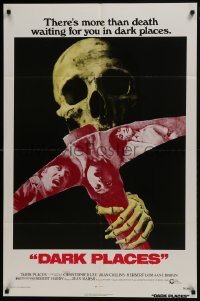 7p171 DARK PLACES 1sh 1974 cool image of skull & pick, there's more than death waiting for you!