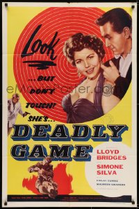 7p181 DEADLY GAME 1sh 1954 Lloyd Bridges, sexy bad girl Simone Silva knows the score!