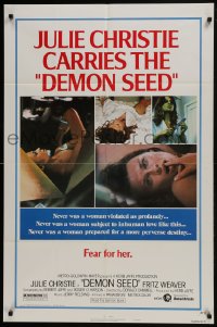7p190 DEMON SEED style B 1sh 1977 Julie Christie is profanely violated by a demonic machine!