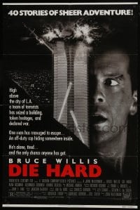 7p203 DIE HARD 1sh 1988 Bruce Willis vs twelve terrorists, action classic, with borders!