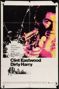 7p207 DIRTY HARRY 1sh 1971 art of Clint Eastwood pointing his .44 magnum, Don Siegel classic!
