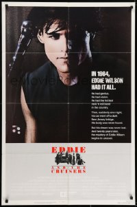 7p229 EDDIE & THE CRUISERS 1sh 1983 close up of Michael Pare with microphone, rock 'n' roll!