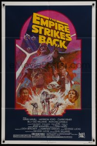 7p236 EMPIRE STRIKES BACK NSS style 1sh R1982 George Lucas sci-fi classic, cool artwork by Tom Jung!
