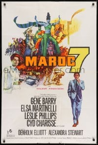 7p495 MAROC 7 English 1sh 1967 artwork of spy Gene Barry, sexy Elsa Martinelli & Cyd Charisse!