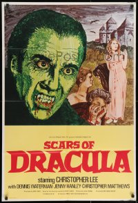 7p737 SCARS OF DRACULA English 1sh 1970 c/u art of bloody vampire Christopher Lee, Hammer horror!