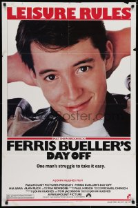 7p259 FERRIS BUELLER'S DAY OFF 1sh 1986 c/u of Matthew Broderick in John Hughes teen classic!
