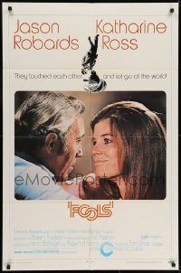 7p278 FOOLS 1sh 1971 close up of Jason Robards & pretty Katharine Ross, they touched each other!