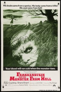 7p289 FRANKENSTEIN & THE MONSTER FROM HELL 1sh 1974 your blood will run cold when he rises!
