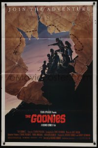 7p319 GOONIES 1sh 1985 Josh Brolin, teen adventure classic, cool treasure map art by John Alvin!