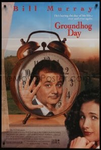 7p335 GROUNDHOG DAY DS 1sh 1993 Bill Murray, Andie MacDowell, directed by Harold Ramis!