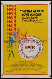 7p340 HAIR review style B5 1sh 1979 Milos Forman musical, Treat Williams, let the sun shine in!