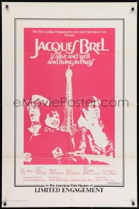 7p412 JACQUES BREL IS ALIVE & WELL & LIVING IN PARIS 1sh 1975 great art of the Eiffel Tower & cast