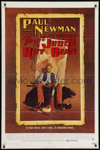7p453 LIFE & TIMES OF JUDGE ROY BEAN 1sh 1972 John Huston, art of Paul Newman by Richard Amsel!