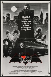 7p474 LOVE AT FIRST BITE 1sh 1979 AIP, wacky vampire image of George Hamilton as Dracula!