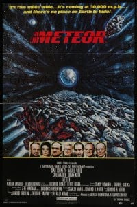 7p511 METEOR 1sh 1979 Sean Connery, Natalie Wood, cool sci-fi artwork by Michael Whipple!